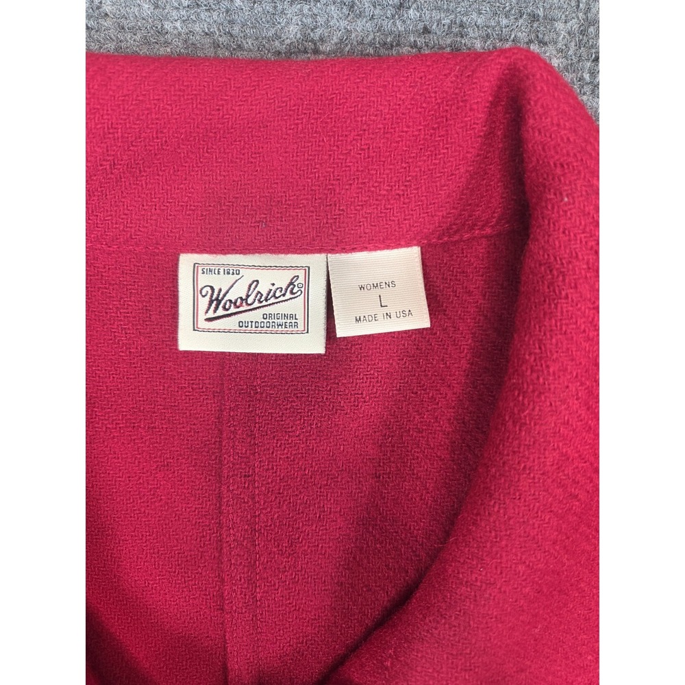 Woolrich Wool Overshirt Jacket Womens L Red USA - Picture 7 of 7